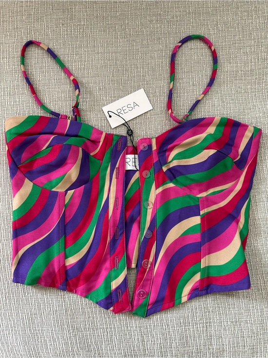 RESA Tops - Resa Multicolor Striped Bustier Crop Top